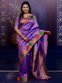 URBAN PALLU - Women'S Classic Indian Silk Woven Lavender Saree
