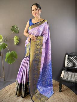 URBAN PALLU - Classic Indian Silk Woven Lavender Saree