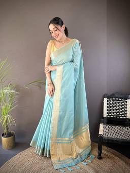 URBAN PALLU - Silk Woven Blue Saree