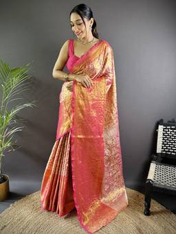 URBAN PALLU - Classic Indian Silk Red Woven Saree