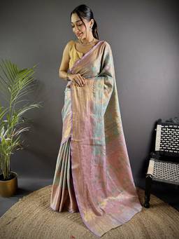 URBAN PALLU - Classic Indian Silk Lavender Woven Saree