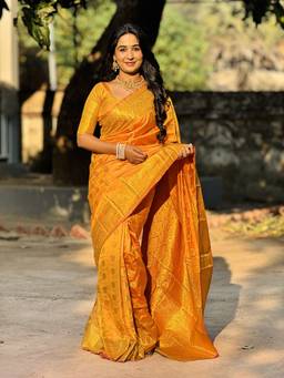 URBAN PALLU - Festive Silk Woven Yellow Saree