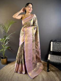 URBAN PALLU - Luxurious Silk Woven Olive Saree