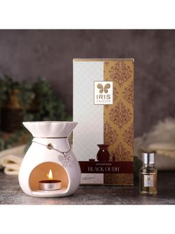 Iris - Black Oudh Fragrance Vaporizer With Jar, 2 Tealights And 15Ml Oil