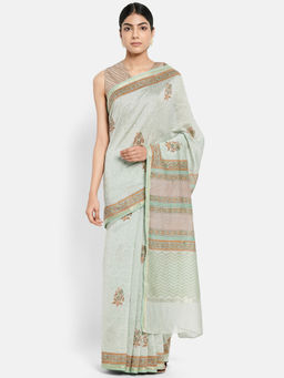 Fabindia - Cotton Silk Printed Sari without Blouse