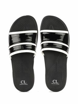 Carlton London - Striped Black & White Sliders