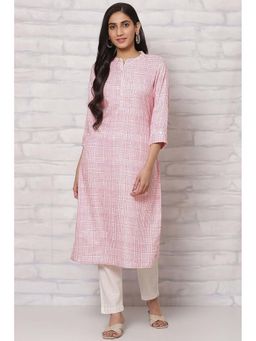 Rangriti - Pink Viscose Rayon Straight Kurta