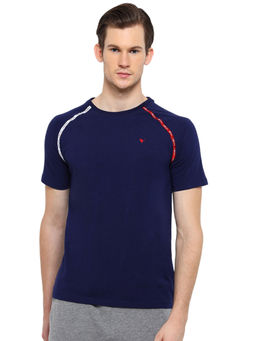 AM SWAN - Mens Solid-plain Astral Aura T-shirt In Navy Blue