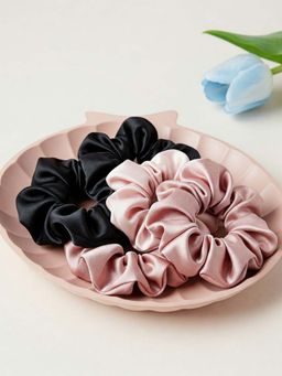 Mueras - Women Multi-Color Satin Scrunchies (Pack of 5)