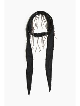 H&M - Women Black Fringed Chiffon Scarf
