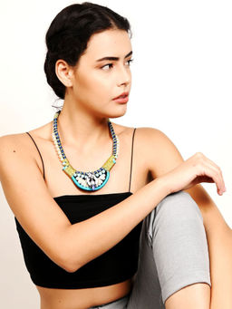 Odette - Blue Solid Plain Beads Necklaces