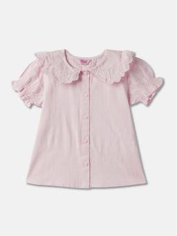 R&B - Pink Solid/Plain Round Neck Top