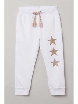 BYB Premium - White Printed Mid Waist Jogger