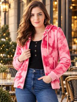 Modeve - Womens Pink Tie & Die Casual Jacket