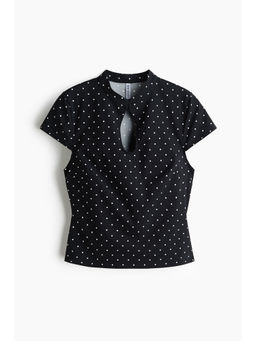 H&M - Women Black Viscose-blend keyhole top