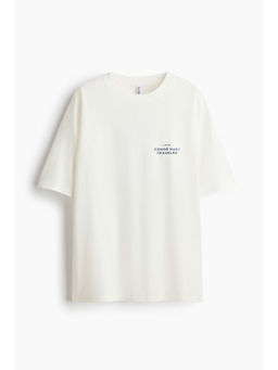 H&M - Women White Oversized printed T-shirt