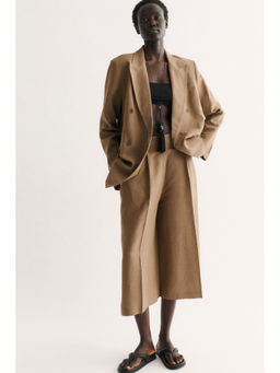 H&M - Women Beige Tailored linen-blend culottes