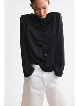 H&M - Women Black Cowl-neck satin blouse