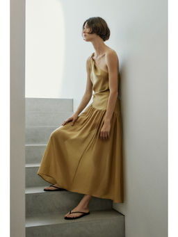 H&M - Women Beige Twist-detail one-shoulder dress