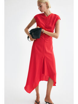 H&M - Women Red Cap-sleeved handkerchief dress