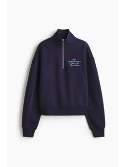 H&M - Women Purple Motif-detail zip-top sweatshirt
