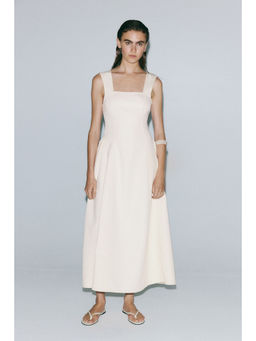 H&M - Women White Flared-skirt twill dress