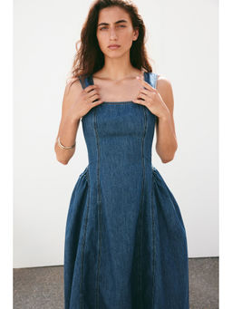 H&M - Women Blue Flared-skirt twill dress