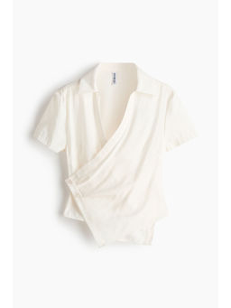 H&M - Women White Short-sleeved wrap shirt