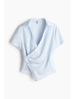 H&M - Women Blue Short-sleeved wrap shirt