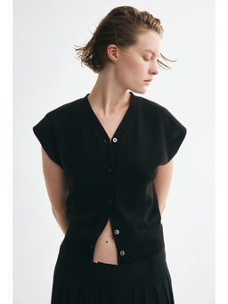 H&M - Women Black Knitted waistcoat