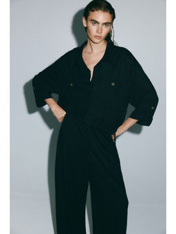H&M - Women Black Piqua popover shirt