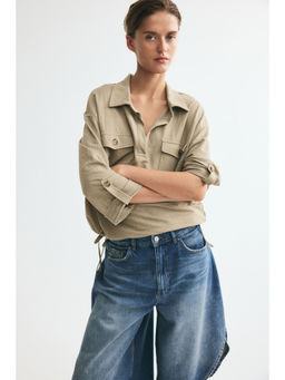 H&M - Women Beige Piqua popover shirt