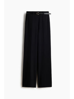 H&M - Women Black Straight belted trousers