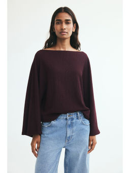 H&M - Women Maroon Crinkled batwing-sleeved top
