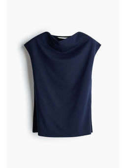 H&M - Women Blue Cowl-neck jersey top