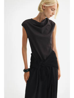 H&M - Women Brown Cowl-neck jersey top