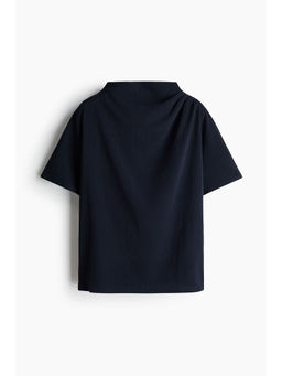 H&M - Women Blue Draped stand-collar top