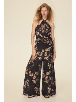 H&M - Women Black Wide viscose-blend trousers