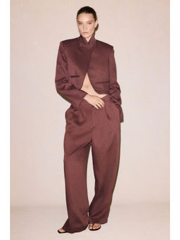 H&M - Women Brown Viscose-blend twill trousers