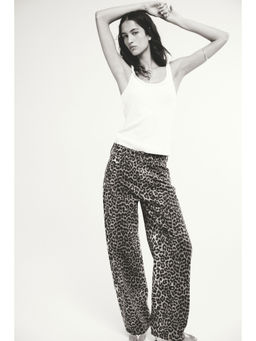 H&M - Women Beige Barrel High Waist Jeans