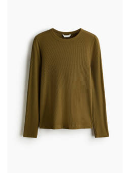 H&M - Women Green Long-sleeved ribbed top
