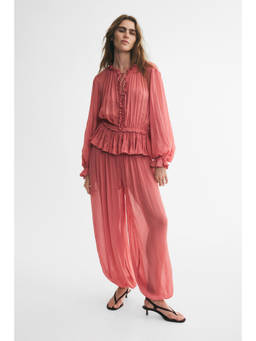 H&M - Women Red Crinkled viscose Joggers