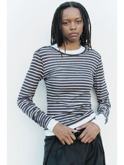 H&M - Women Blue Long-sleeved fine-knit top