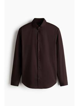 H&M - Men Brown Slim Fit Stretch Shirt