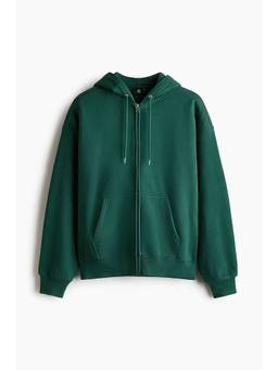 H&M - Men Green Oversized Fit Zip-Through Hooded Jacket