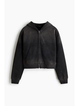 H&M - Men Black Oversized Fit Zip-Through Hooded Jacket