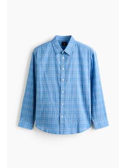 H&M - Men Blue Relaxed Fit Seersucker Shirt