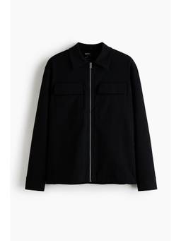 H&M - Men Black Four-Way Stretch Regular Fit Overshirt Jacket