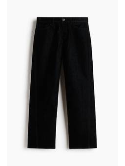 H&M - Men Black Relaxed Fit Flocked Twill Trousers