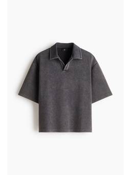 H&M - Men Grey Oversized Fit Polo T-Shirt